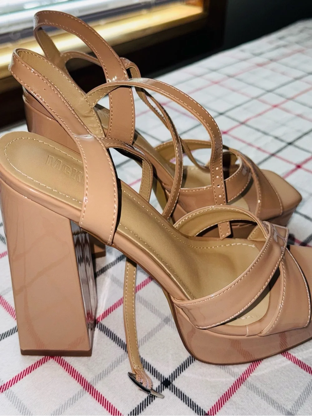 Platform Block Heel Sandals in Nude